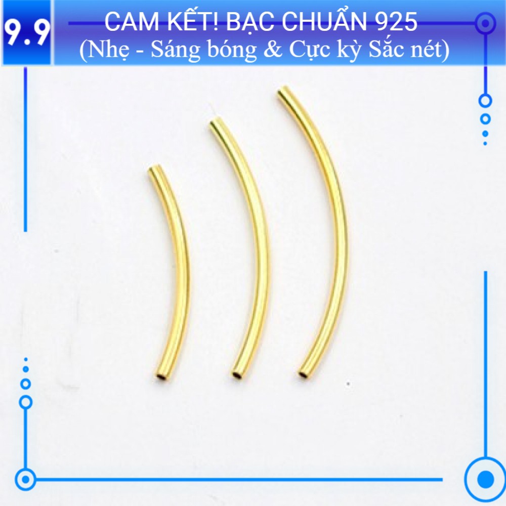 (CAM KẾT BẠC CHUẨN, SÁNG, NHẸ, SẮC NÉT) Charm bạc 925 Ống trơn Mạ vàng AH022