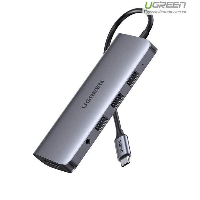 Bộ chuyển đổi USB C to HDMI + VGA + LAN 1Gbps + Hub USB3.0 + SD/TF + Audio Ugreen 80133