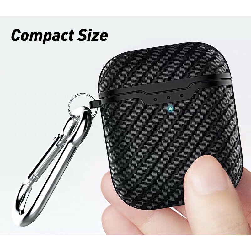 Vỏ Bảo Vệ Sợi Carbon Cho Hộp Sạc Tai Nghe Compatible for Airpods Tích Hợp Móc Treo
