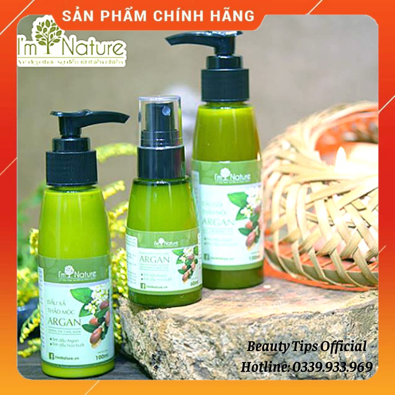 (+Quà) Bộ Gội Xả Thảo Mộc Argan 100ml + Tinh Chất Mọc Tóc I'M NATURE