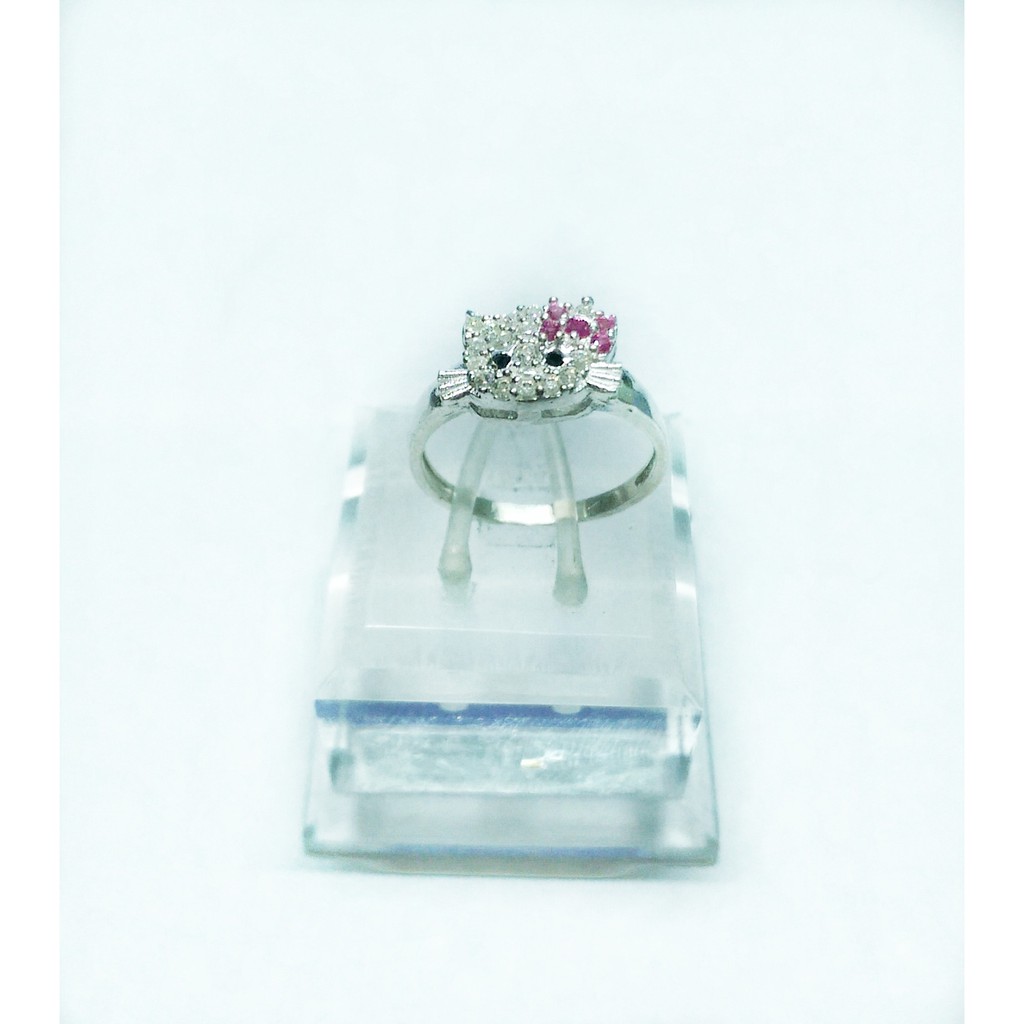 Nhẫn Bạc Nữ Hello Kitty Đính Cườm ảnh thật