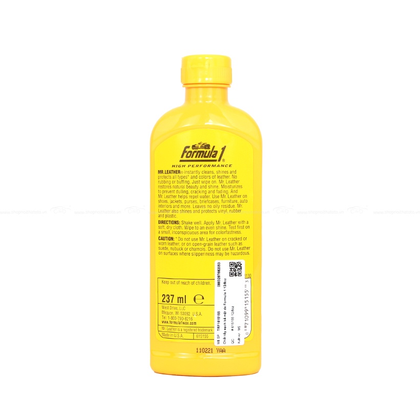 Chất Tẩy Sạch Bảo Dưỡng Bề Mặt Da Đậm Đặc FORMULA 1 615155 237ml Nhập Khẩu Chính Hãng
