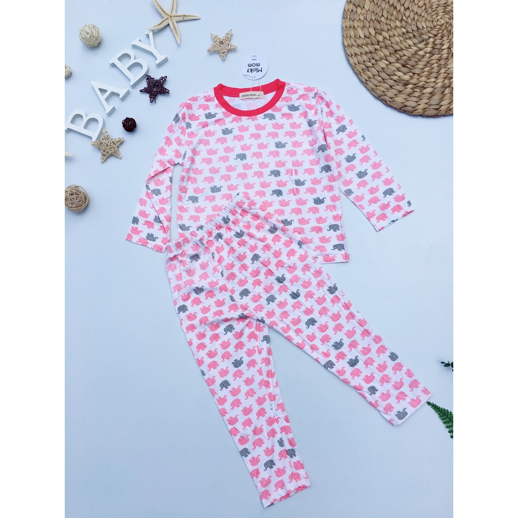 [Bé 18-32kg] Bộ Dài tay SIZE ĐẠI voi hồng Minky Mom Thun Lạnh mềm mịn mát cho bé trai, bé gái từ 18-32kg [ HÀNG CHUẨN ]