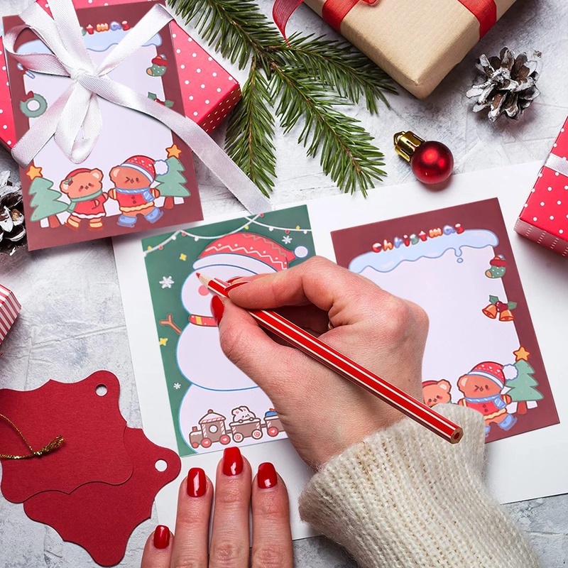 Set 50 Tập Giấy Ghi Chú Họa Tiết Ông Già Noel/Người Tuyết Hoạt Hình Dày Dặn