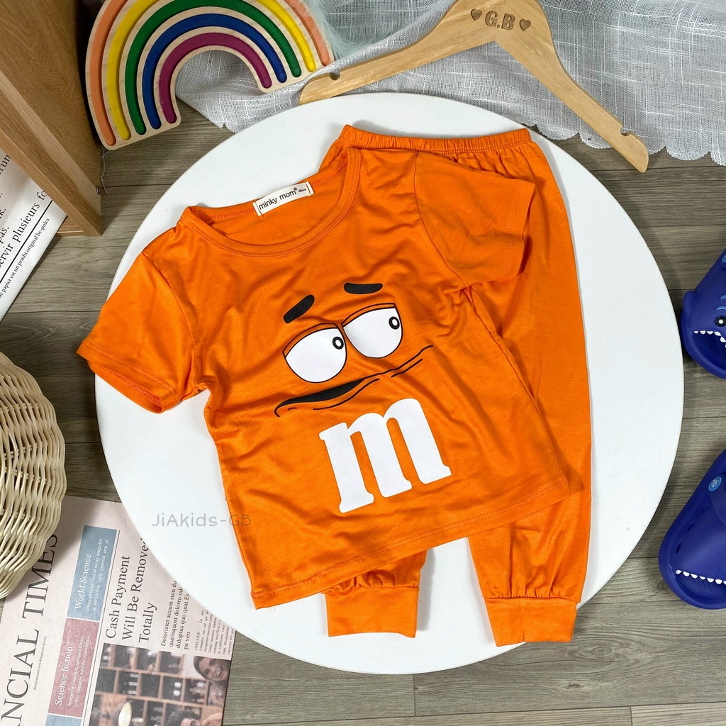 Bộ Cộc Tay Quần Dài THUN LẠNH MINKYMOM In Hình Mặt Biểu Cảm Cho Bé TN-IN86