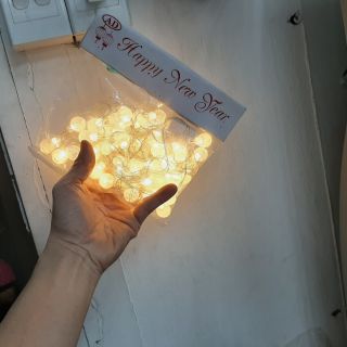 Dây Đèn Led Trang Trí Bi Bọt Nước vàng nắng không chớp, Cắm Điện_MART24LEDBI