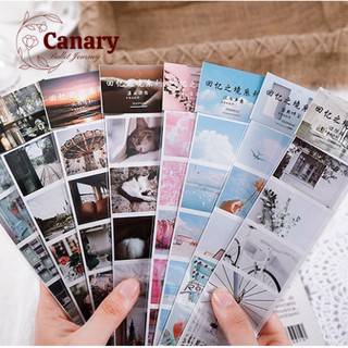 Sticker dây dài nhãn dán hình phong cảnh phong cách vintage trang trí sổ, điện thoại