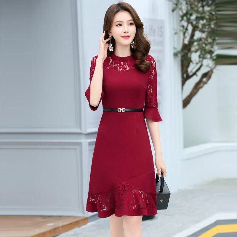 Đầm dự tiệc phối ren đuôi cá