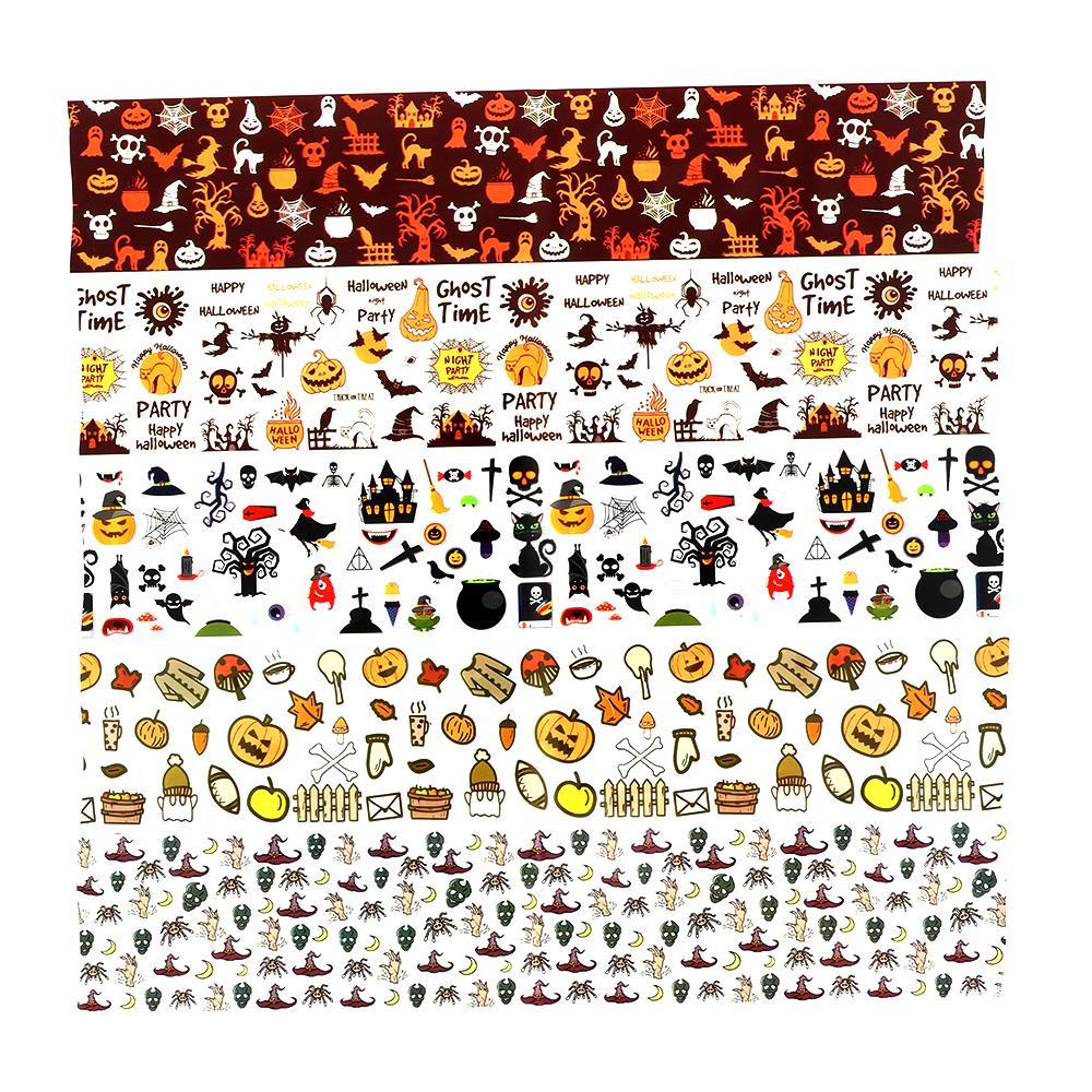 JUNE Set 10 Sticker Dán Móng Hình Xăm Hoạt Hình Phong Cách Halloween