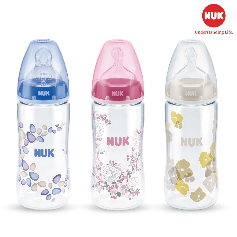 Bình sữa NUK nhựa PA 300ml núm ti Silicone S1 - M chỉnh nha chống sặc chống đầy hơi