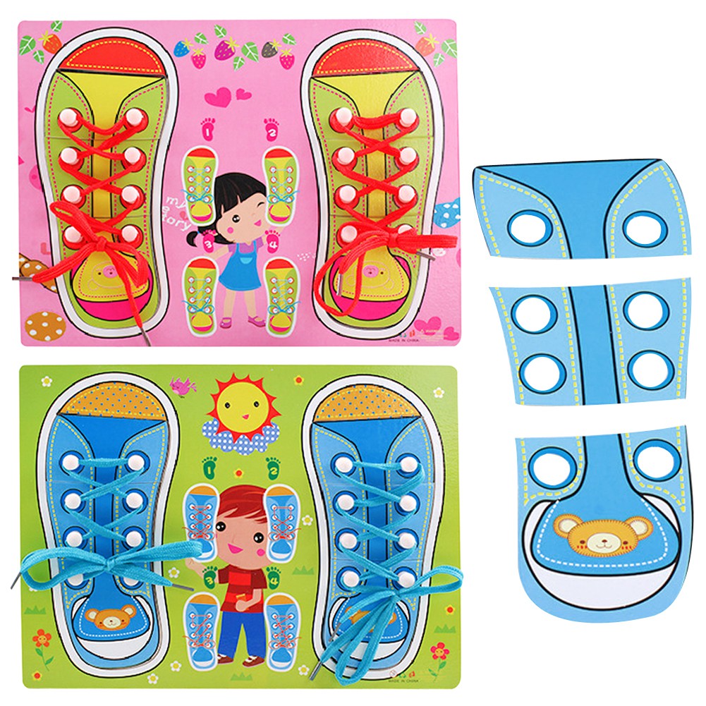 Bảng 2 chiếc giầy to đẹp cho bé luyện xỏ dây giầy