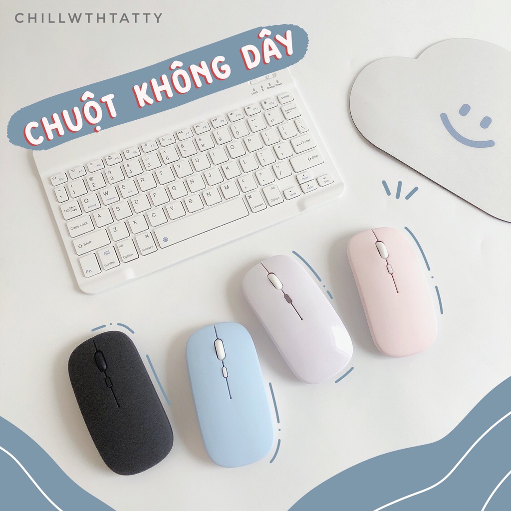 Chuột không dây siêu mỏng nhẹ kết nối Bluetooth, Chip USB 2in1 - Hỗ trợ kết nối Laptop/PC/Ipad/máy tính bảng/ điện thoại