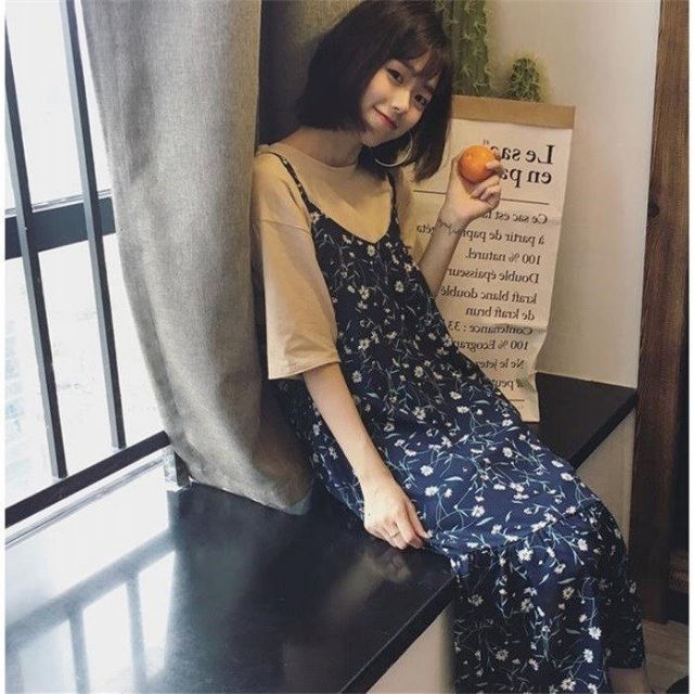 Váy hai dây hoa nhí vintage ulzzang