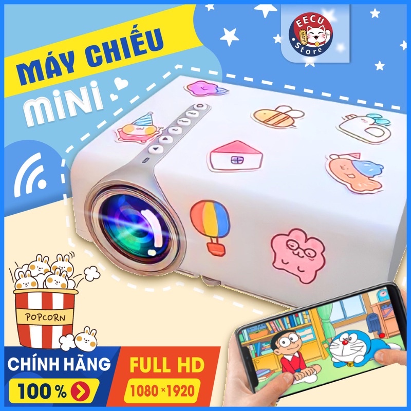 (SẴN) Máy chiếu mini YG530 kết nối không dây chính hãng LEJIADA bản new - Tặng Kèm Sticker + Dây HDMI-Eecu Store