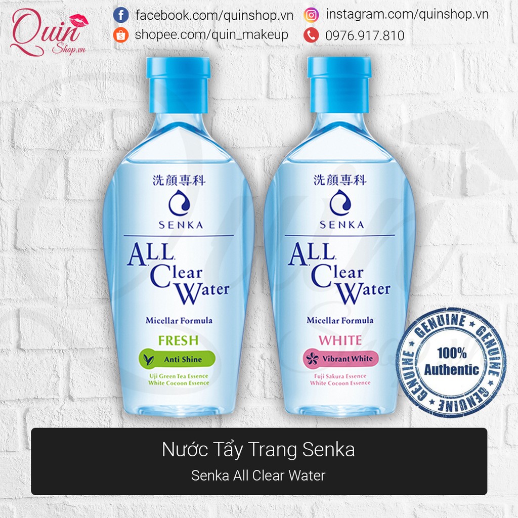 [Quin Cosmetics] Nước Tẩy Trang Senka All Clear Water Micellar Anti Shine