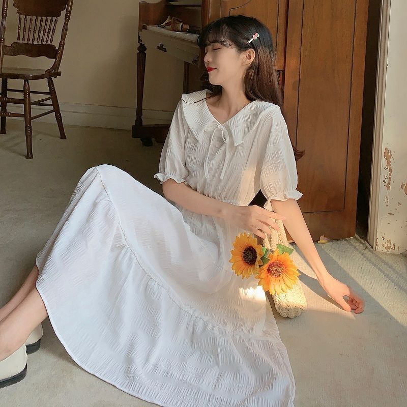 Đầm Ngắn Tay Cổ Búp Bê Phối Ren Xinh Xắn Dành Cho Nữ | BigBuy360 - bigbuy360.vn
