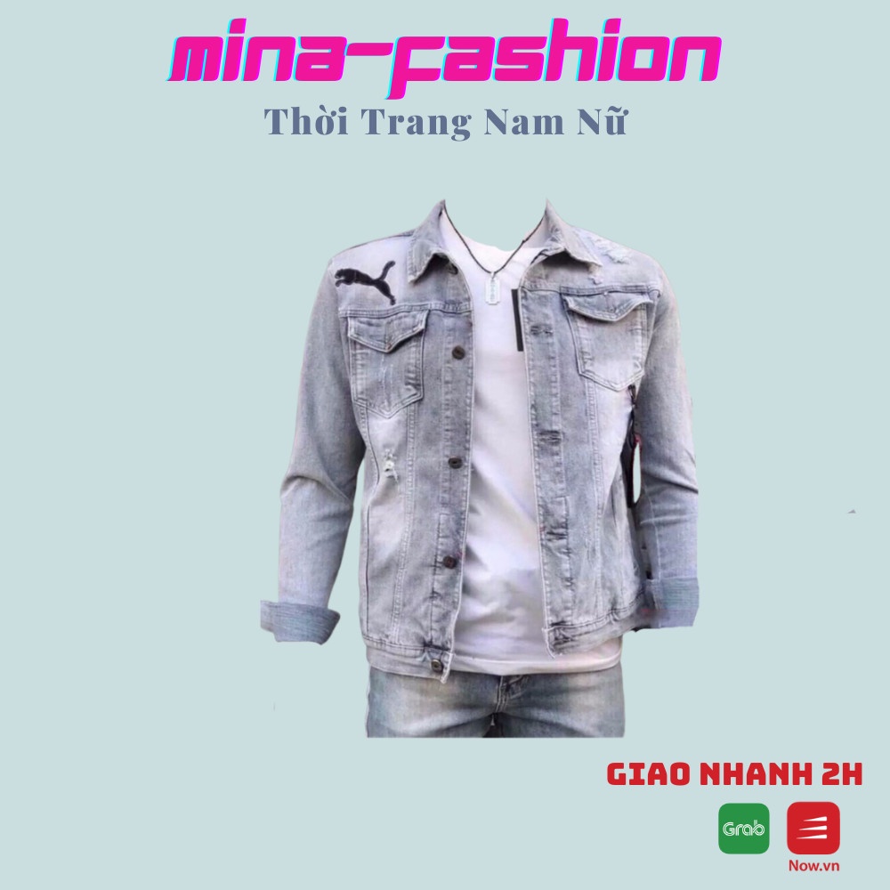 Sales Áo Khoác Jean Màu Xanh Dành Cho Nam AKJ Puma MinaFashion ẢNH THẬT