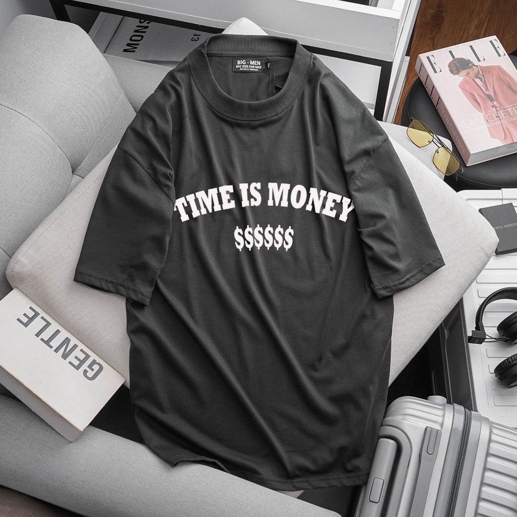 Áo thun nam tay ngắn form unisex chất cotton bigsize từ 70 - 130kg - Time is money
