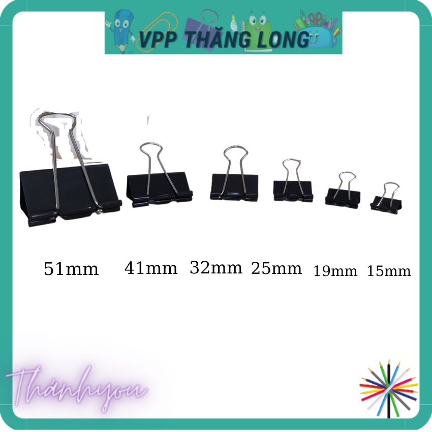 Hộp 12 chiếc Kẹp sắt đen, kẹp bướm cỡ nhỏ