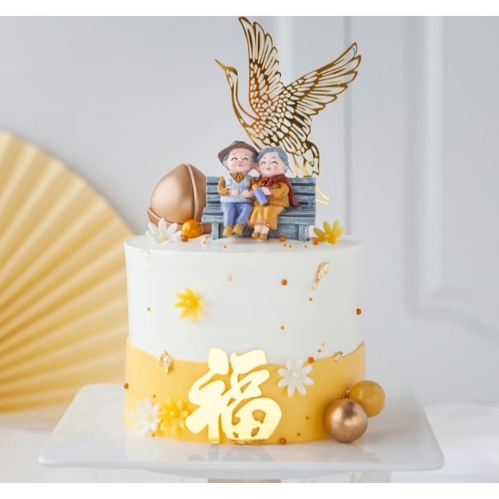 đồ cắm bánh sinh nhật bánh kem [FREESHIP]  set 3 thẻ mica hạc mây