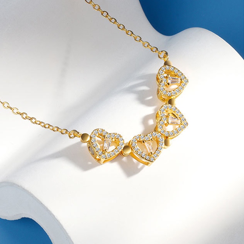 Flgo Vòng cổ Cỏ Bốn Lá Đính Đá Zircon Trái Tim Mở Và Đóng Mở