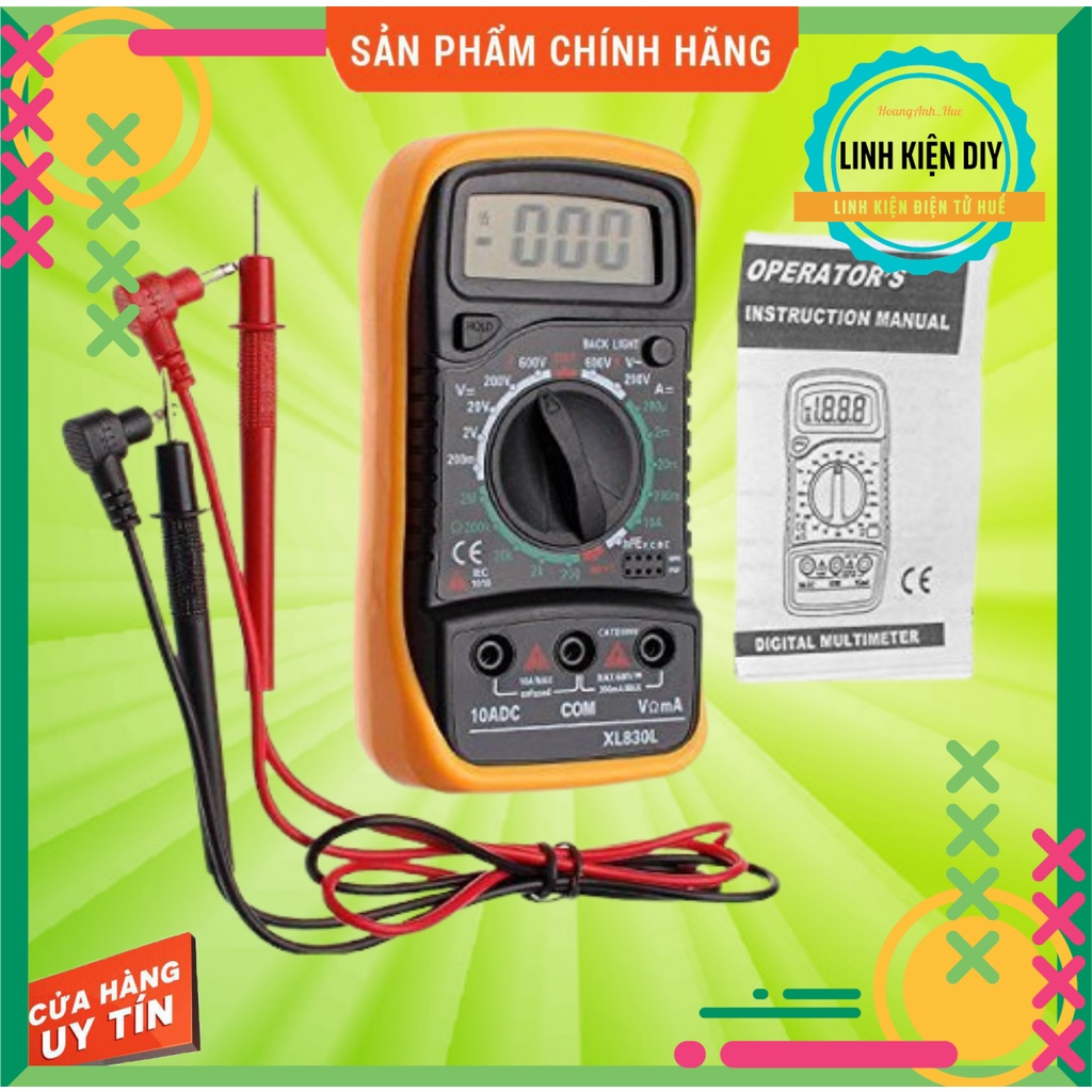 Đồng hồ đo điện XL830L Đồng hồ vạn năng XL 830 màn hình kỹ thuật số kèm pin 9V