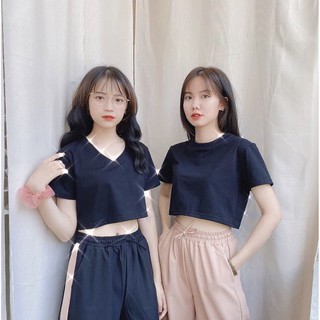 MEQ OVIG Áo Croptop CỔ TIM trơn tru 01 Nữ 26 8