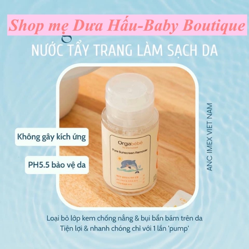 [CHÍNH HÃNG] NƯỚC LÀM SẠCH DA, TẨY TRANG KEM CHỐNG NẮNG CHO BÉ ORGABEBE
