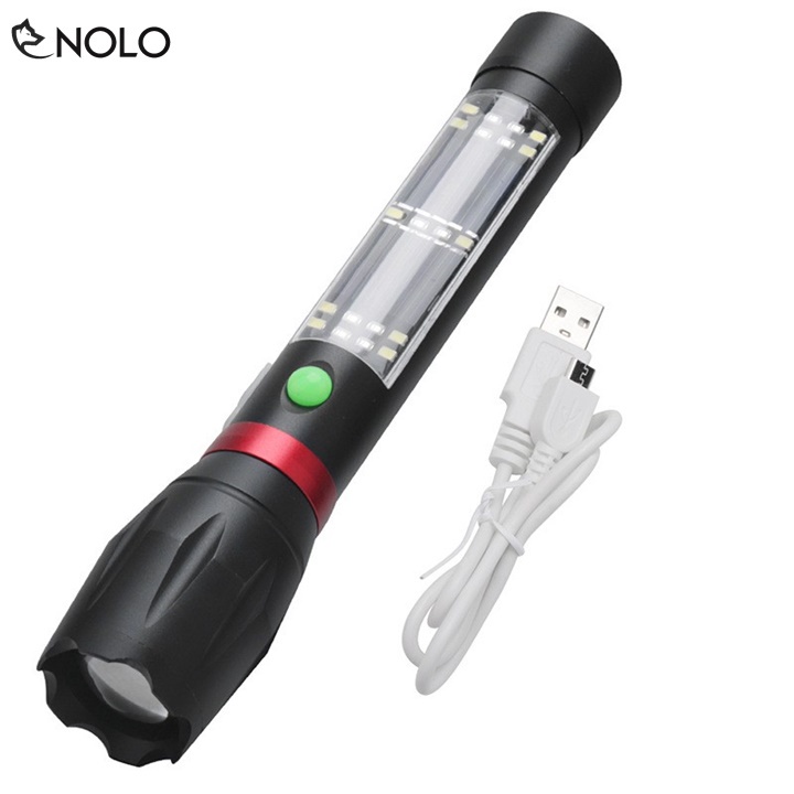 Đèn Pin Sạc Cầm Tay Siêu Sáng 11in1 T03 Có Còi Hú Đèn Báo Động Zoom Xa Gần Vỏ Hợp Kim Chuẩn Chống Nước IPX3