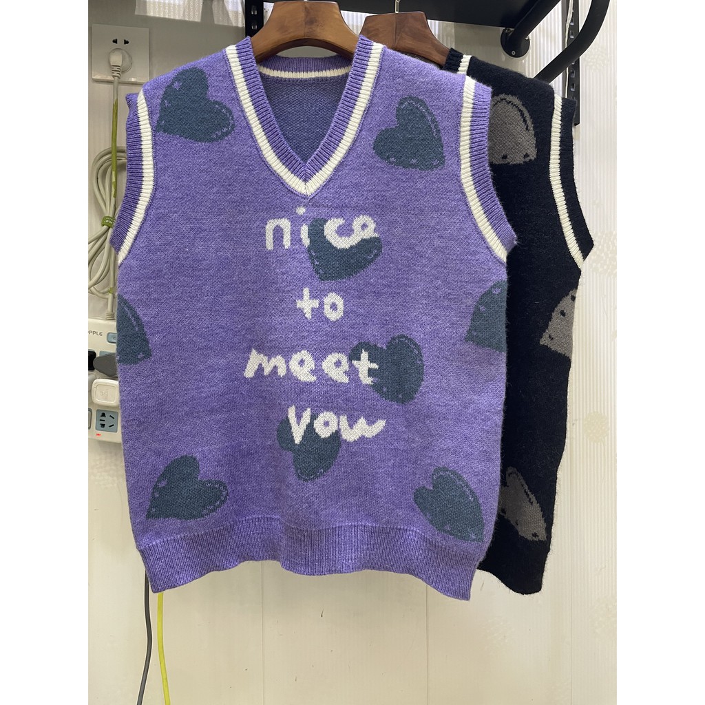 Áo gile chữ  NICE TO MEET YOU tim cute Ulzzang style  Hàng quảng Châu