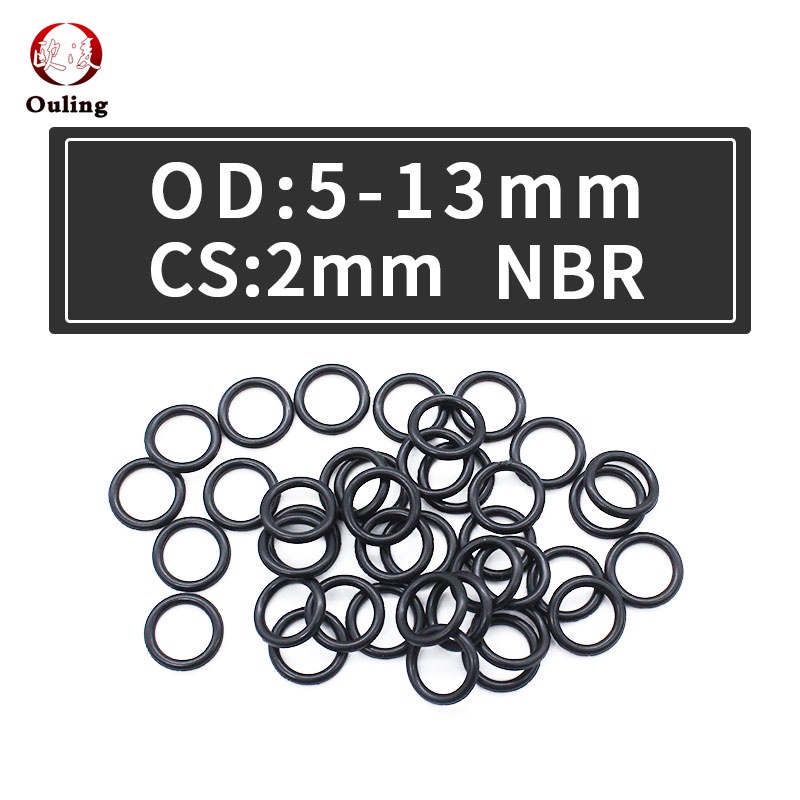 Set 50 Vòng Đệm Cao Su Hình Chữ O Màu Đen Chống Ăn Mòn OD5 / 5.5 / 6 / 6.5 / 7 / 8 / 8.5 / 9 / 10 / 10.5 / 11 / 11.5 / 12 / 13 * 2mm