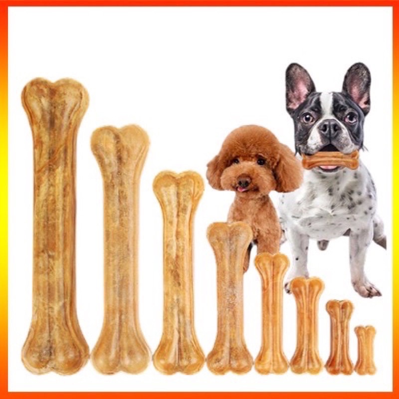 Đủ Size Đồ Ăn Vặt Xương Canxi Da Bò Cho Chó Gặm Làm Sạch Răng Giúp Răng Chắc Khỏe 15cm