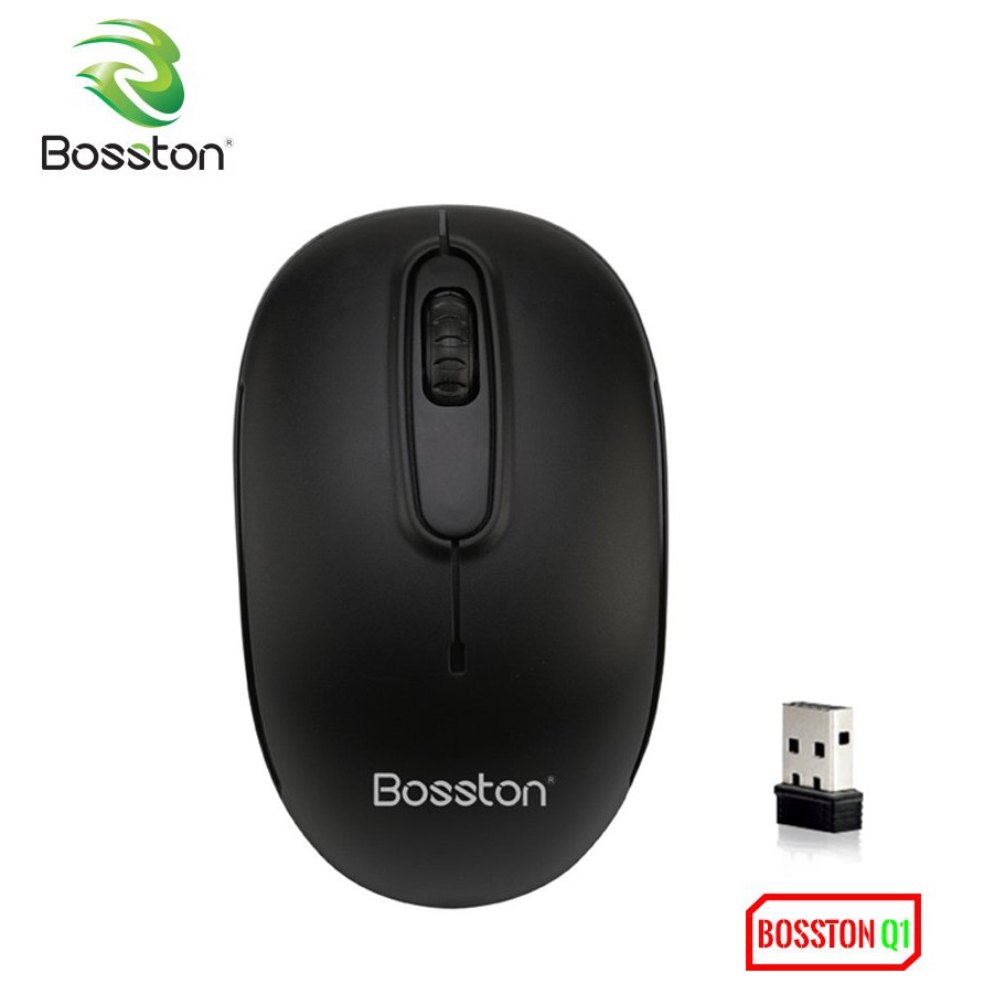 [Mã ELFLASH5 giảm 20K đơn 50K] Chuột không dây Wireless Bosston Q1 + tặng kèm pin (Đen) - Phụ Kiện 1986