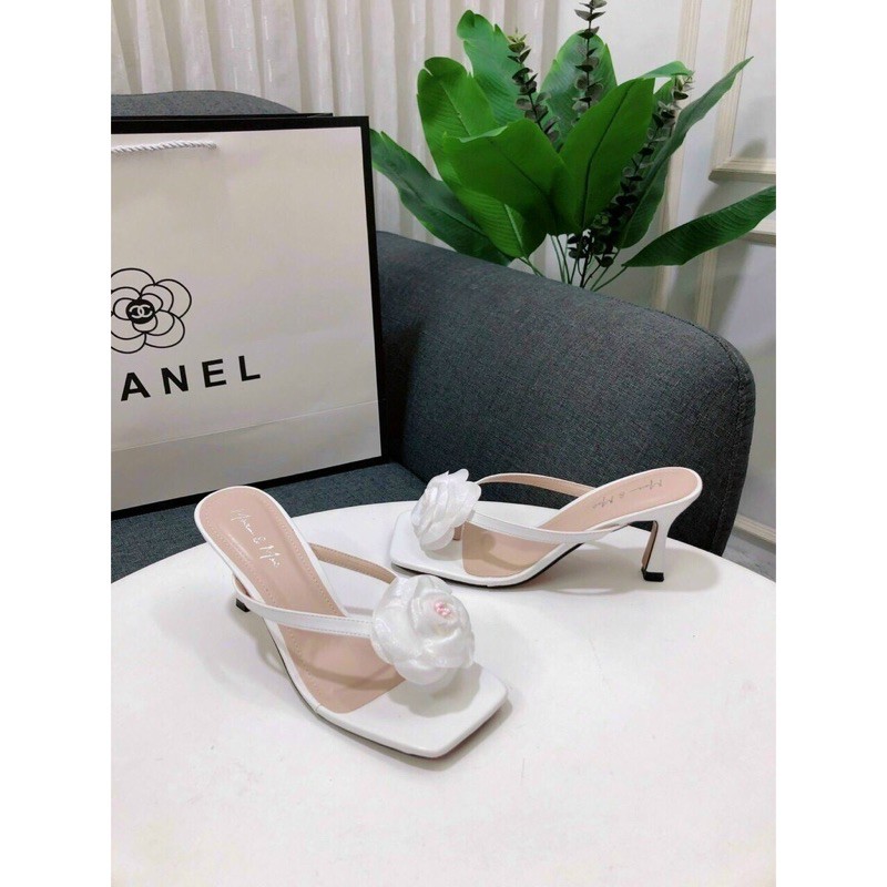 Sục nữ cao gót 7cm quai nơ họa tiết sang chảnh