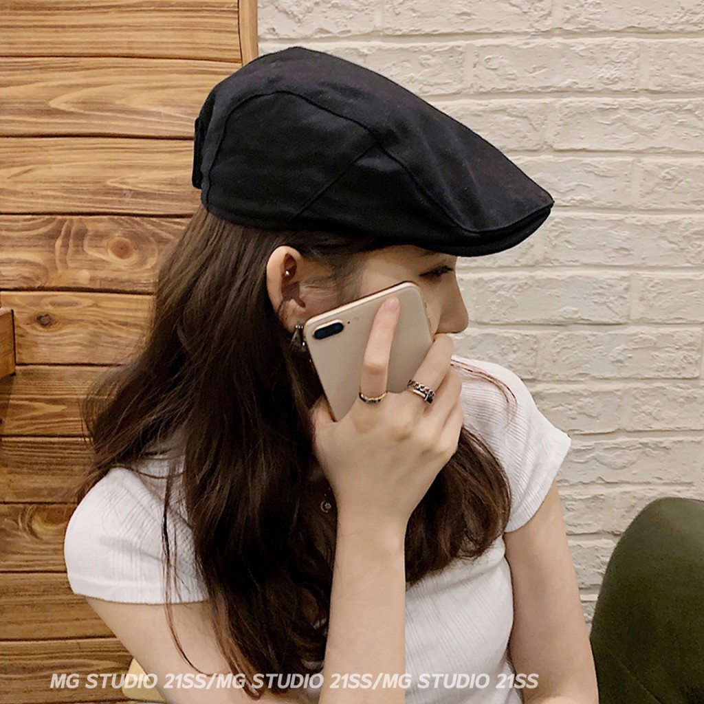 Mũ Bê Rê Mg Studio Vải Cotton 4 Màu Tùy Chọn Phong Cách Vintage Sành Điệu Thời Trang