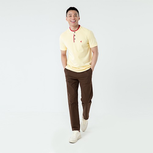 Áo Polo thêu ba màu ngắn tay cổ tàu thời trang nam CIZA APNR13 PL11040 phong cách đi làm đi học dạo phố du lịch