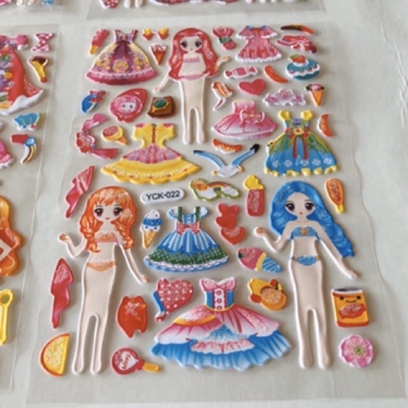 1 tờ dán nổi thời trang công chúa viền nhũ ( DN)