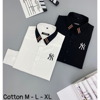 Áo Sơ Mi Trắng Nam Logo Thêu NY Chất Liệu Mền mịn