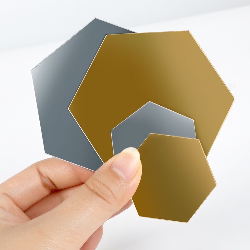 Đề Can Acrylic Tráng Gương Hình Lục Giác Mini Dùng Để Trang Trí Phòng Khách DIY