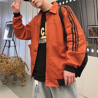 Áo khoác bóng chày nam bomber oversize unisex cam be đen sọc viền unisex