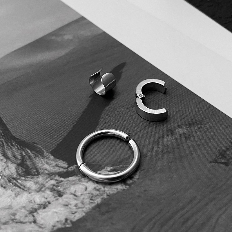 Khuyên Tai Dạng Kẹp Hình Tròn Phong Cách Hip Hop 19A1224