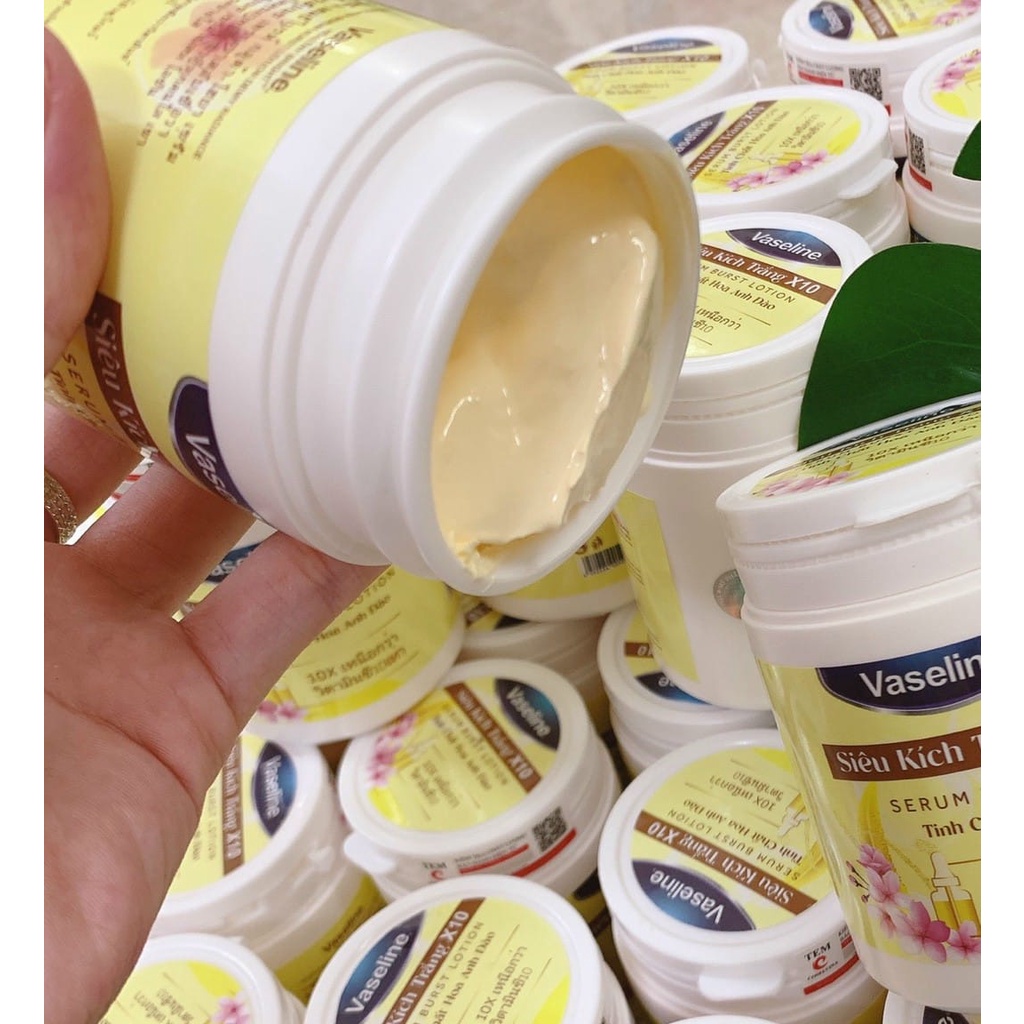 Kem Kích Trắng Vaseline X10 - Hũ 200g - Kích trắng vaselin dưỡng ẩm mềm mịn da ngày và đêm