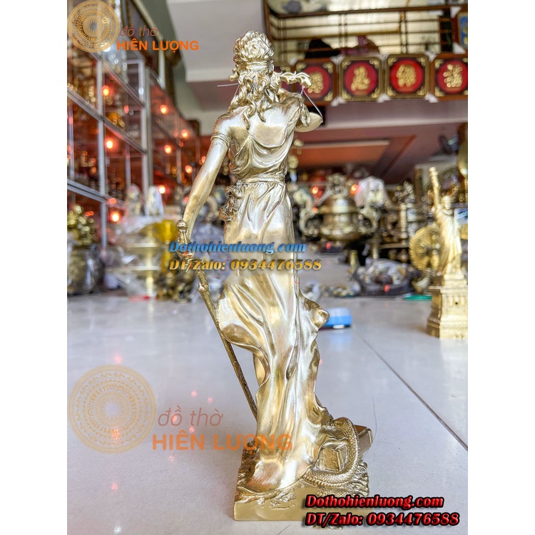 Tượng Nữ Thần Công Lý Bằng Đồng Vàng Nguyên Chất Cao 27cm, Nặng 1,4kg Đẹp Tinh Xảo