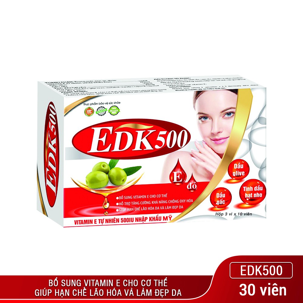 Combo 2 Hộp Viên Uống Bổ Sung Vitamin E EDK500 Oribe 30 Viên/Hộp