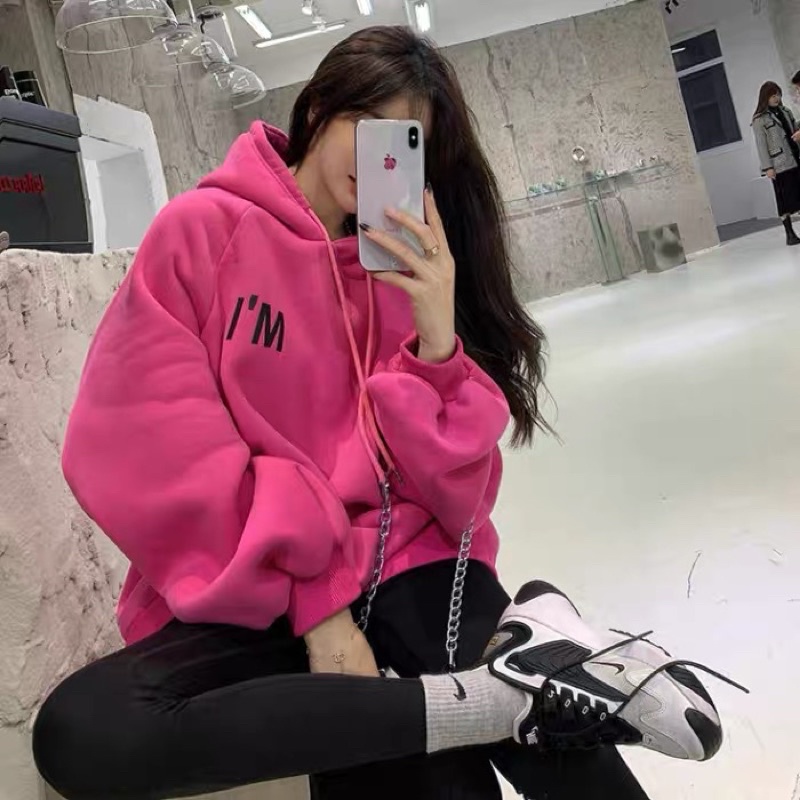 [SẴN]Áo hoodie màu hồng, áo nỉ bông có mũ màu hồng | BigBuy360 - bigbuy360.vn