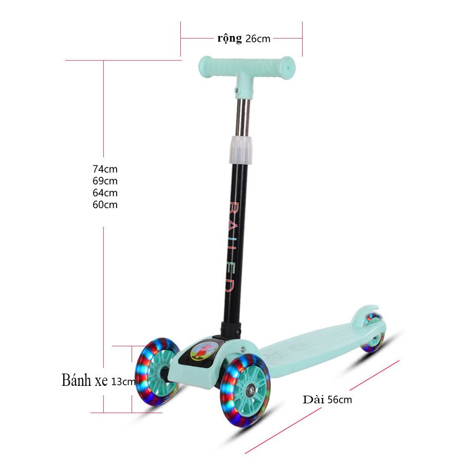 XE TRƯỢT SCOOTER NHỰA THĂNG BẰNG 3 BÁNH PHÁT SÁNG ( ĐIỆN MÁY NỘI ĐỊA TRUNG )