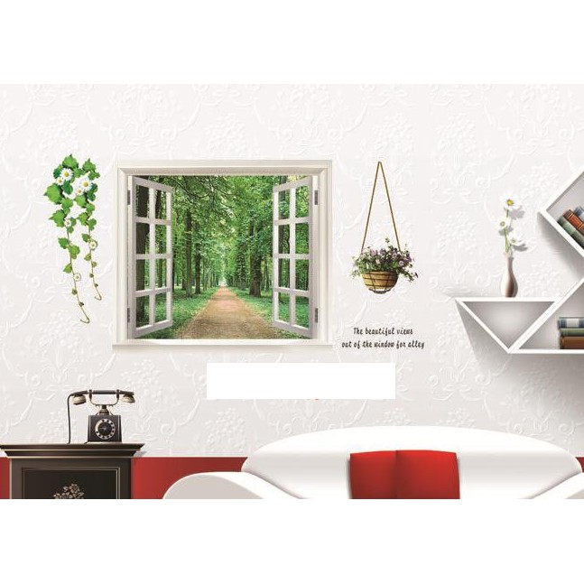 Decal cửa sổ con đường xanh 1 - DCS022
