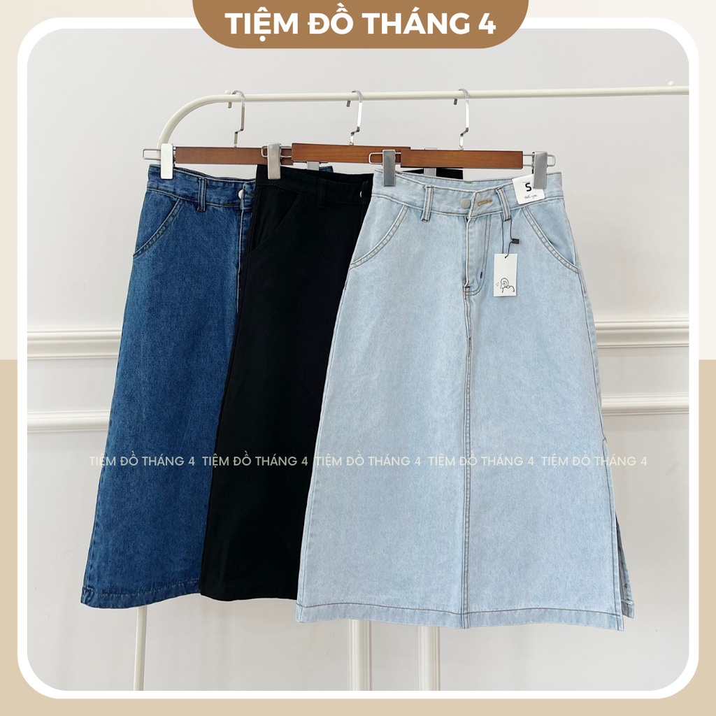 Chân Váy Jeans Dáng Dài Xẻ Tà Nữ Tính TIỆM ĐỒ THÁNG 4 JIMMY SKIRT