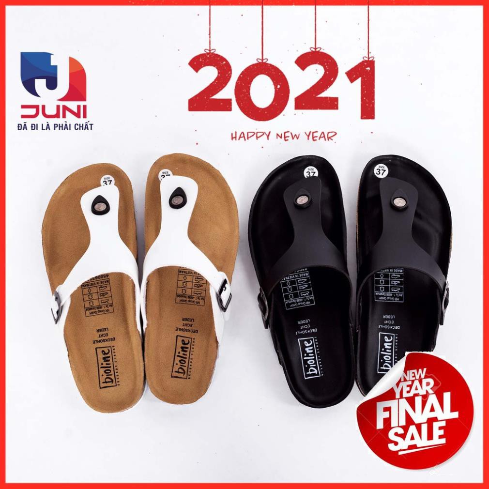 [DA PU-CHỐNG NƯỚC] PU07- Dép sandal xỏ ngón Unisex da PU, đế trấu Bioline Birken - Xuất khẩu châu Âu - Juni Store