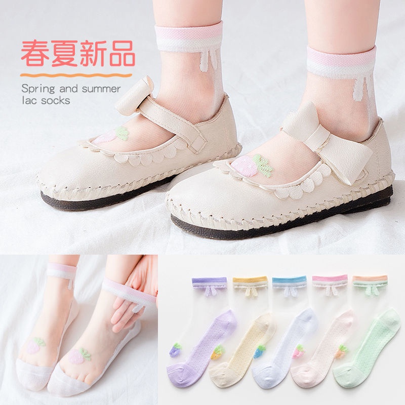Vớ Cotton Lụa Pha Lê Mỏng Phối Ren Kiểu Công Chúa Thời Trang Xuân Thu Mới Cho Bé Gái